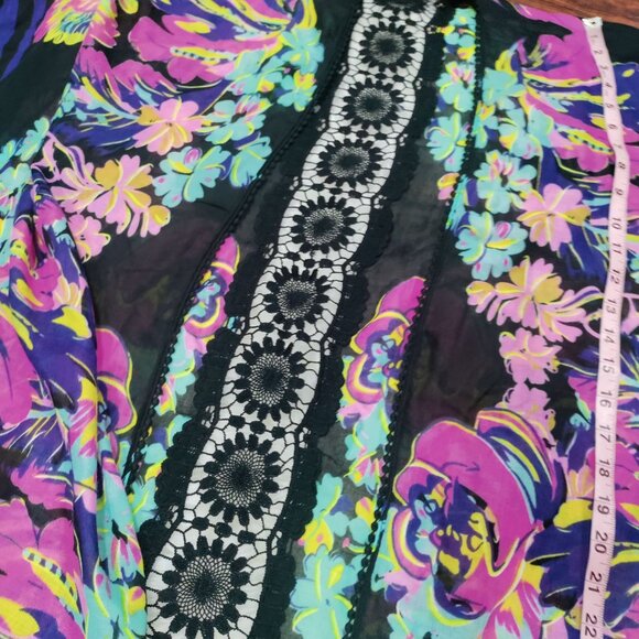 Comfyluxe Boho Whimsy Floral Crocheted Detailing Tassels Long Kimono Onesize NWT - Picture 15 of 15